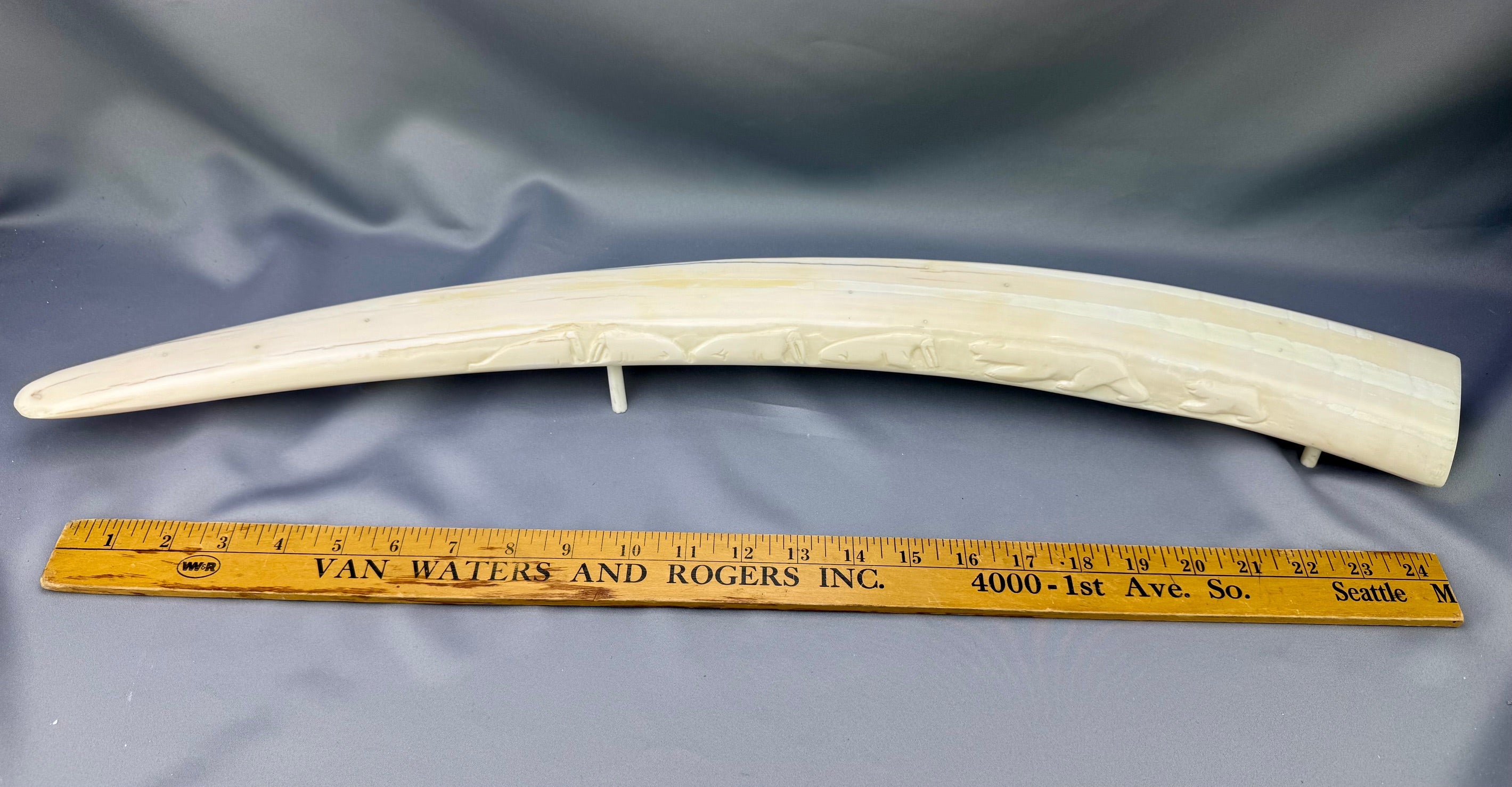 VINTAGE CARVED WALRUS IVORY TUSK - Sold 2.9.25