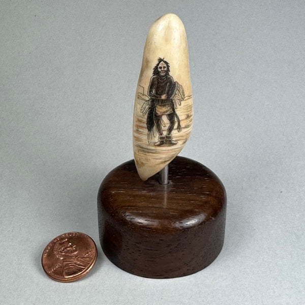 Scrimshaw Fossil Walrus Tooth Ghost Dancer by David Adams