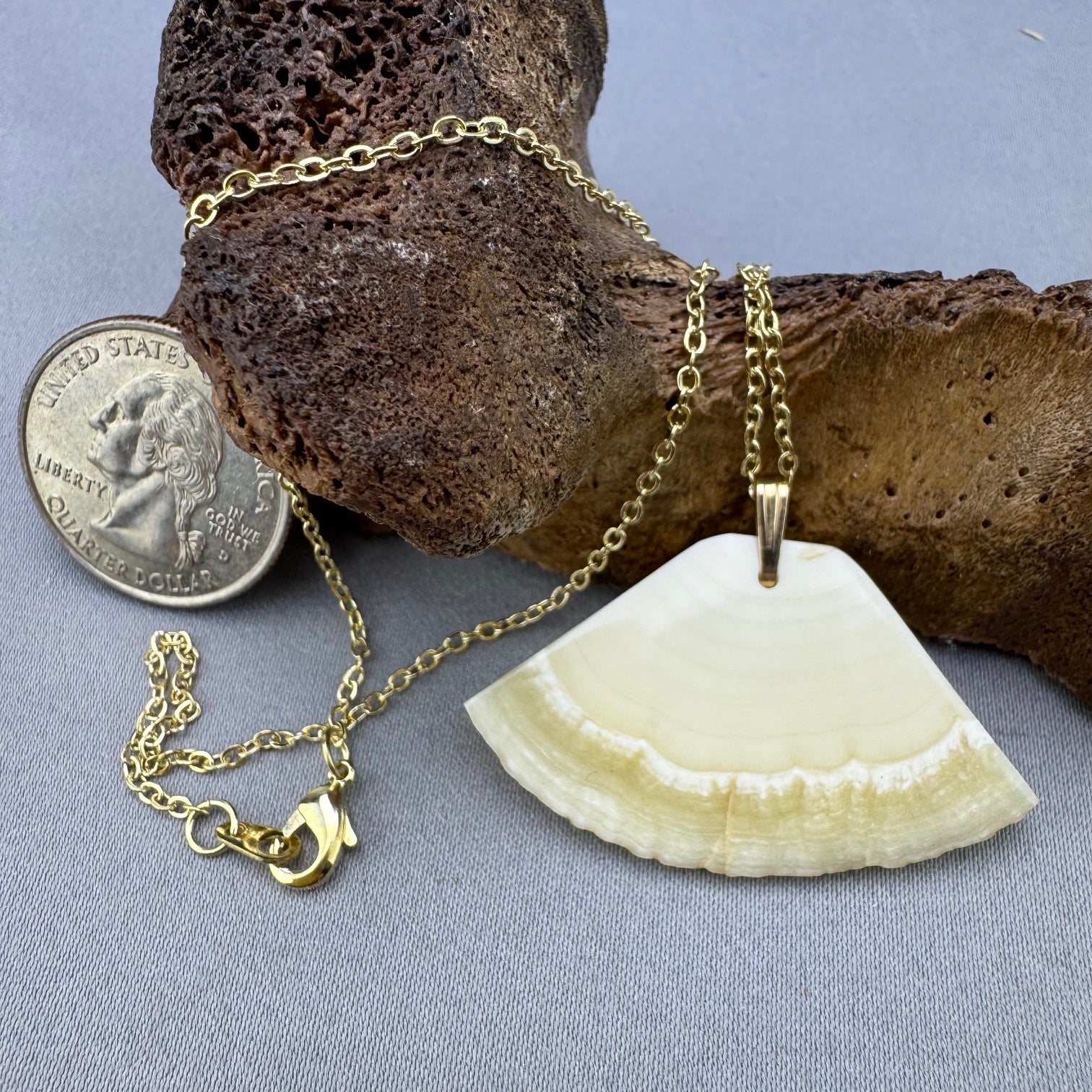 Narwhal Ivory Fan Pendant 07